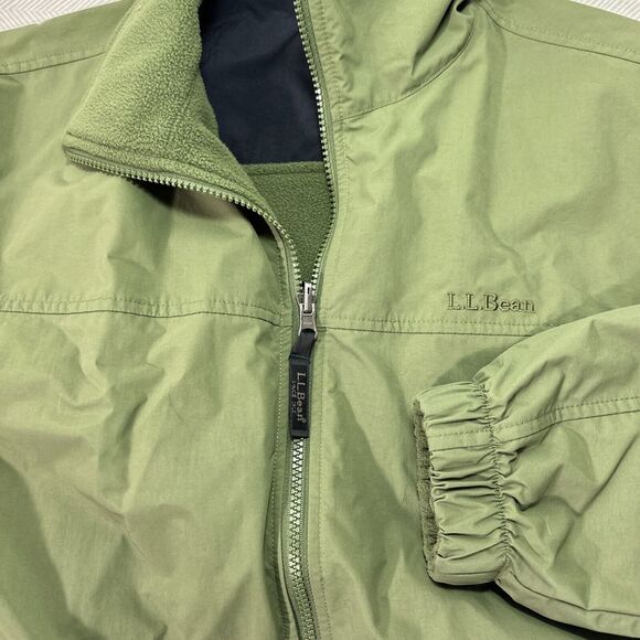 LL Bean‎ Bomber Jacket Men's L Reg Reversible Coat Full Zip Green OXV63 - Picture 1 of 9